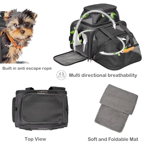 Image of JUNGYOON Cat Carrier, Expandable Airline-Approved Soft-Sided Pet Travel Bag for Cats, Small Dogs & Small Pets, Breathable Mesh Design with Multi-Pockets & Fleece Pad (Dark Grey)