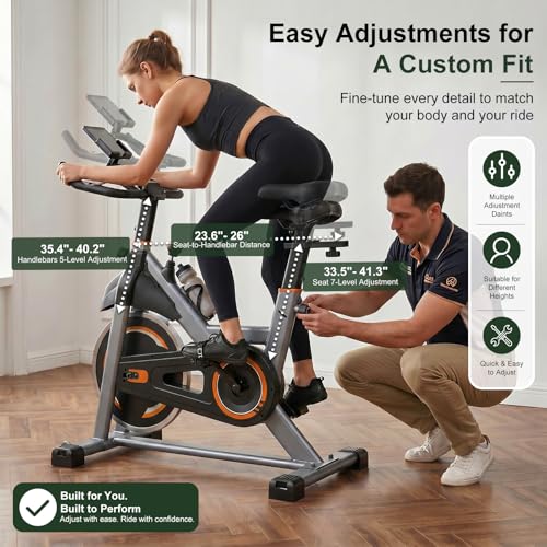 Image of Exercise Bike with APP, Stationary Bike for Home, Workout Bike for Adults & Seniors, Indoor Cycling Bike with Adjustable Resistance, Low Noise, Easy Assembly, 265LB Weight Capacity