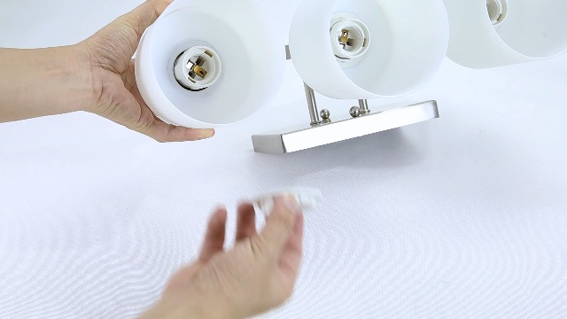 Image of SILAMPDI Bathroom Light Fixtures Brushed Nickel, 3-Light Bathroom Lights Over Mirror, Bathroom Vanity Lights for Bedroom, Living Room, Hallway, Milky White Glass Shades, E26 Base, Bulbs Not Included