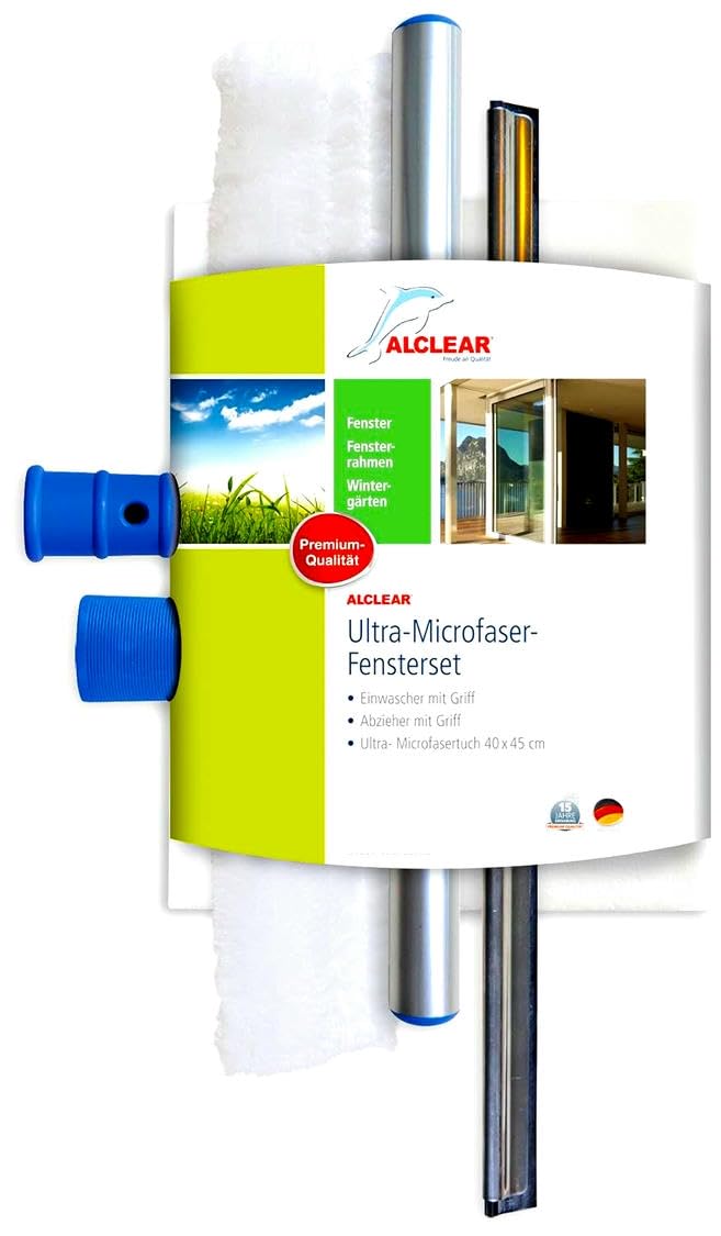 ALCLEAR Professional 960008 Window Set - Microfibre Cleaner, 35cm Squeegee, Windscreen Wiper Set