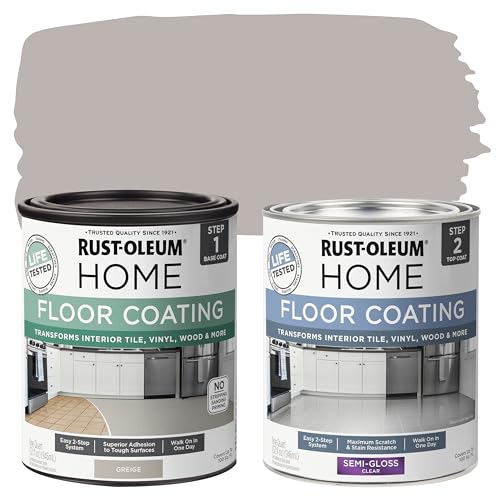 Rust-Oleum 367602 Home Interior Floor Coating Kit, Semi-Gloss Greige