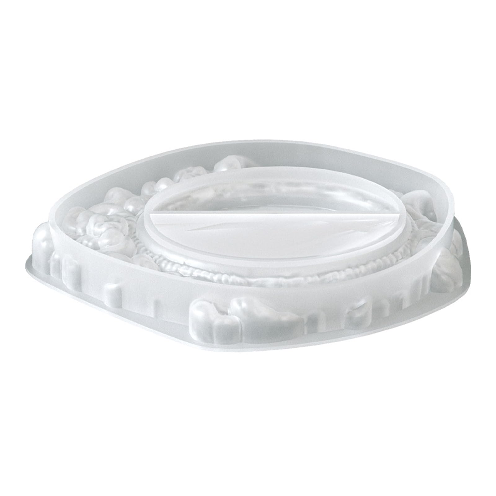 hogtnd Elegant Silicone Mould for Making a Decorative Jewellery Tray with Intricate Flower Embossing and Heat Resistant Elegant Embossed Decorative Tray Mould