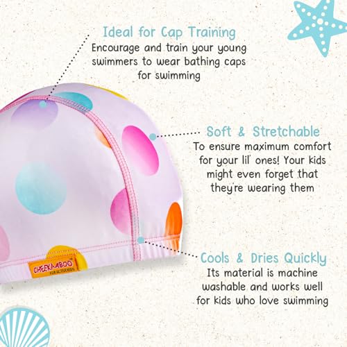 Kids Swim Cap; Swimming Cap for Kids/Toddlers 2-8 Years Old; Comfy, Soft, Stretchy & Quick‑Dry Spandex Fabric; Gentle Alternative to Silicone, Ideal for Swim Lessons, Beach & Pool Play3