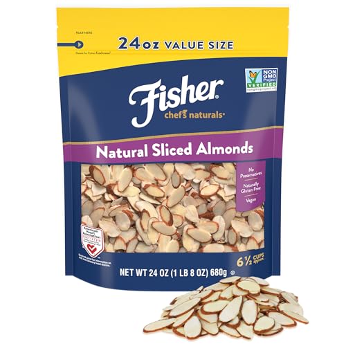 Image of Fisher Chef's Naturals Unsalted Sliced Almonds, 24 oz Resealable Bag