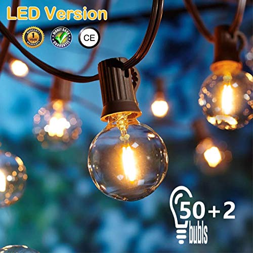 [50 LED Version Upgraded]Outdoor Garden String Lights,OxyLED 54.5ft G40 Garden Patio Outside String Lights,Indoor/Outdoor String Lights,Garden Terrace Patio Christmas Lights (50 LED Bulbs+2 Spares)