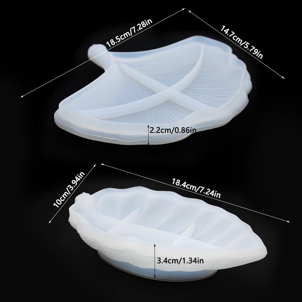 2 Set Leaf Tray Resin Molds, FineGood Jewelry Tray Holder Epoxy Resin Molds Silicone Molds for Resin Candle Holder Soap Dish Craft Home Decor