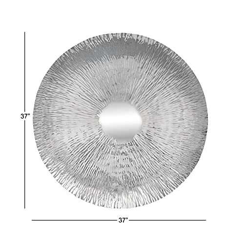Deco 79 Stainless Steel Metal Plate Home Wall Decor Wall Sculpture with Hammered Design, Wall Art 36" x 36" x 4", Silver - Image 4