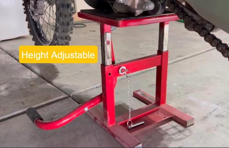 300LBS Adjustable Portable Motorcycle Dirt Bike Lift Stand Table for Maintenance (Red)