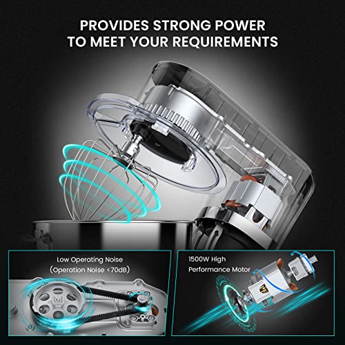 Küchenmaschine Knetmaschine, BETRY 1500W Küchenmaschine, 7.5L 6 Geschwindigkeit Knetmaschine mit Knethaken, Schneebesen… – Bild 3