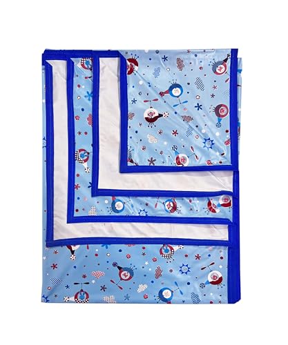 Image of EcoSoft Blue Helicopter Plastic Protector Sheet, Small Single, 90 x 135 cm, Waterproof, Soft, Machine Wash