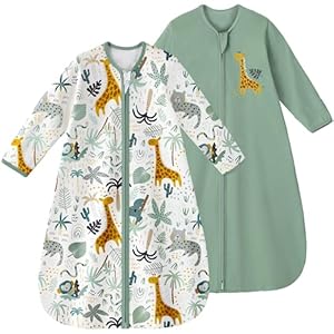 Yoofoss Baby Sleep Sack 6-12 Months Long Sleeve Wearable Blanket Baby 100% Cotton 2-Way Zipper 0.5 Tog Infants Sleeping Sack, Lightweight(Medium)