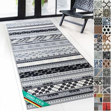 Floordirekt Mykonos Carpet Runner with Pattern - Custom-Made Fine Loop Rug Runner for Kitchen, Hallway & Living Room (80 x 400 cm) — image 1