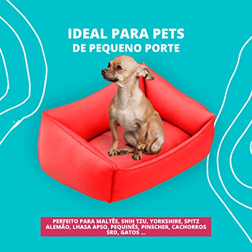 Cama De Cachorro Pet Pequeno Lavável Com Zíper Vermelha Cor:Lisa;Tamanho:M