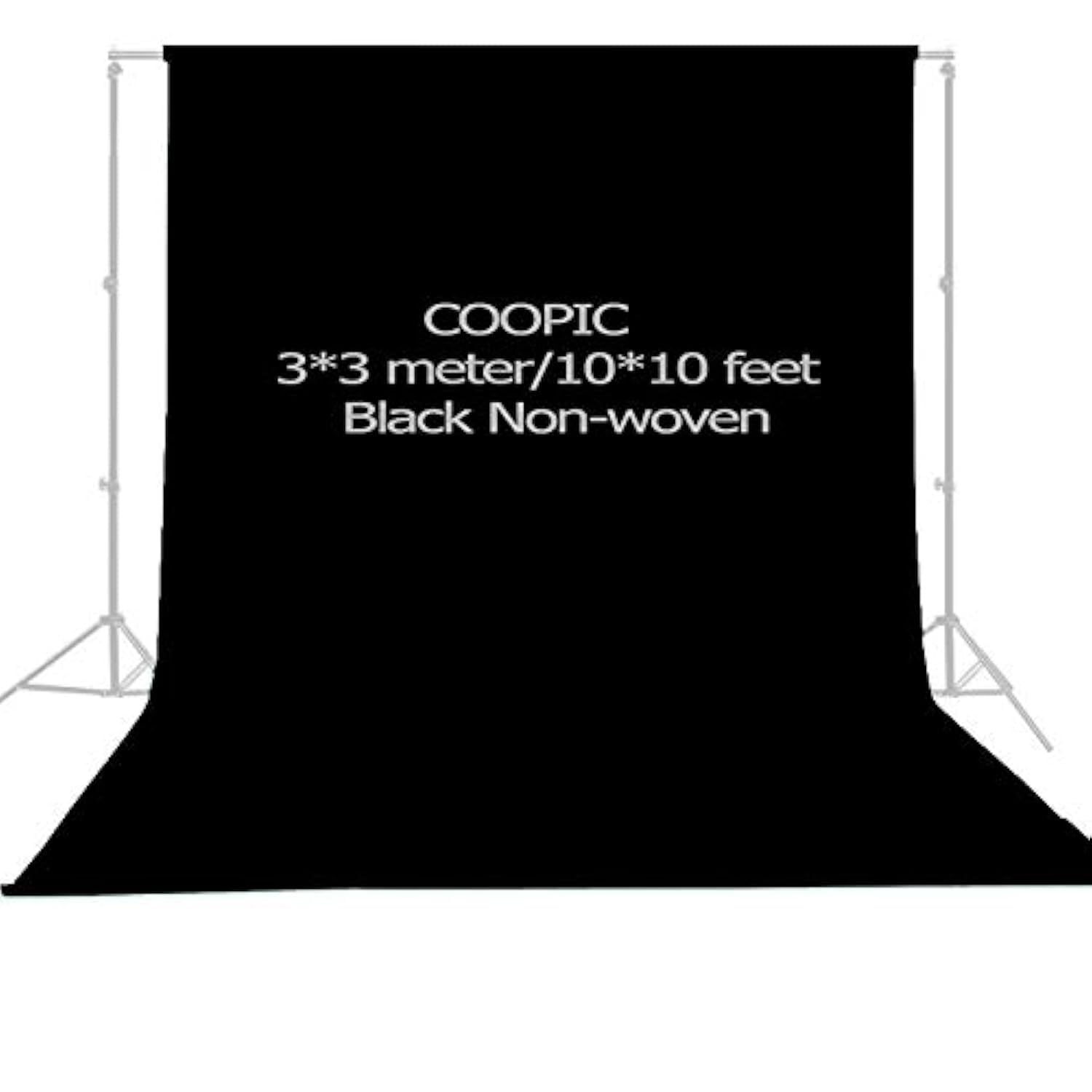 COOPIC 3x3m / 10x10ft Black Non-woven fabric Photo Photography Background Backdrop