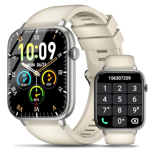 HOIFA Smartwatch Damen mit Telefonfunktion,1.83' HD Uhr Damen mit Herzfrequenz Stress Schlafmonitor,113+ Sportmodi Fitness Tracker, IP68 wasserdichte für Android iOS,Weiß