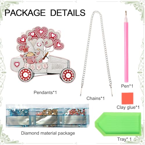 Image of Wedding Car Diamond Art Hanging, DIY Acrylic Gemstone Pendant with Special Shaped Rhinestones, Love Gnome Diamond Painting Ornament for Wall, Door, or Home, Handmade Craft Gift for Valentine's Day