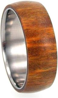 Lignum Vitae Wood Overlay 8mm Comfort Fit Titanium Ring