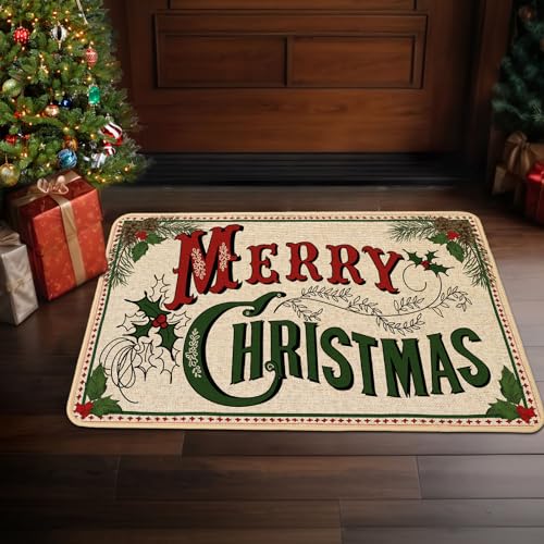 Baccessor Merry Christmas Doormat 17x29 inch Decorative Front Door Mat Indoor Outdoor Non Slip Rubber Backing Farmhouse Seasonal Entryway Kitchen Floor Decoration Baccessor Merry Christmas Doormat 17x29 inch Decorative Front Door Mat Indoor Outdoor Non Slip Rubber Backing Farmhouse Seasonal Entryway Kitchen Floor Decoration