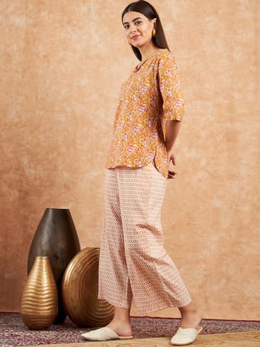 Image of Modeve Women Printed Cotton Night Suit Set with Pyjama /Pallazo Women Lower || Women Pyjama || Lounge Pants II Night Wear
