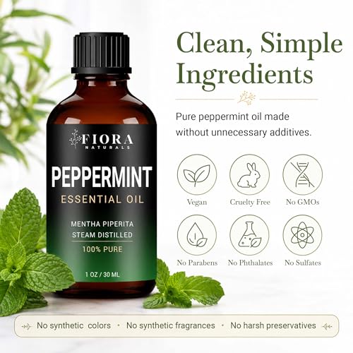 Image of Fiora Naturals Peppermint Oil, 100% Pure Peppermint Essential Oil for DIY | Mentha Piperita Mint Oil for Aromatherapy, Diffuser, Massage, Skin, Hair, Scalp, DIY Soap & Candle Making, Aceite de Menta