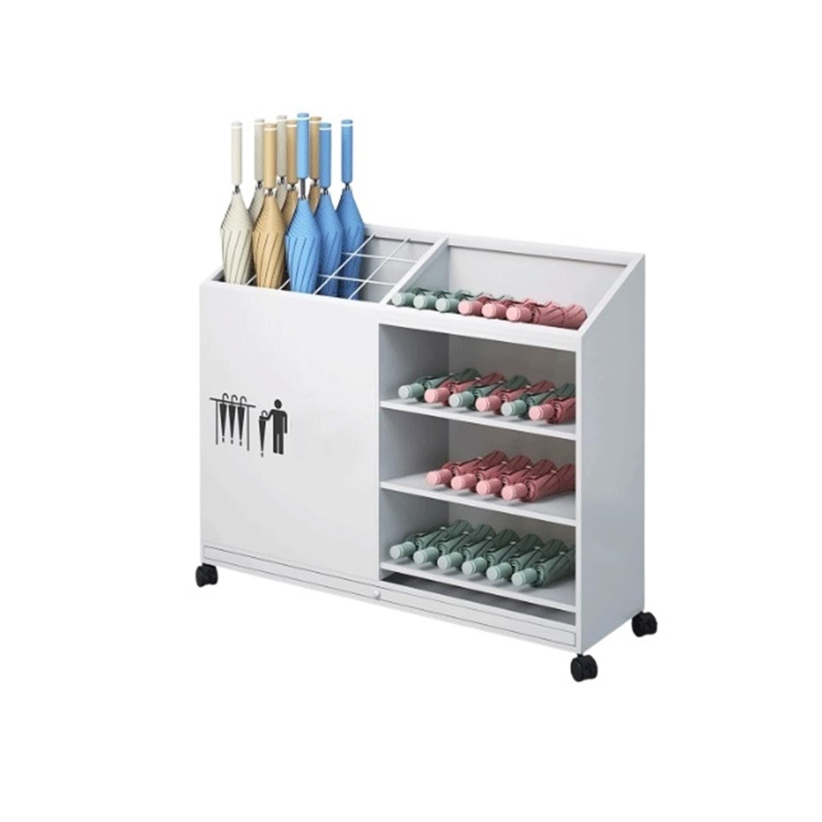 SONGYL-20249 Umbrella Stand Umbrella Stands For Hotel Lobbies, Businesses, Classrooms, And Office Entrances, With A Large Capacity Entryway(White,Small)