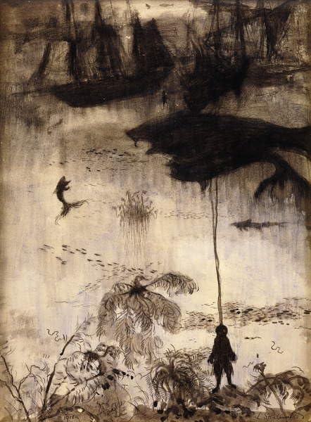 Affiche les baleines de Leon Spilliaert pour un salon contemporain épuré