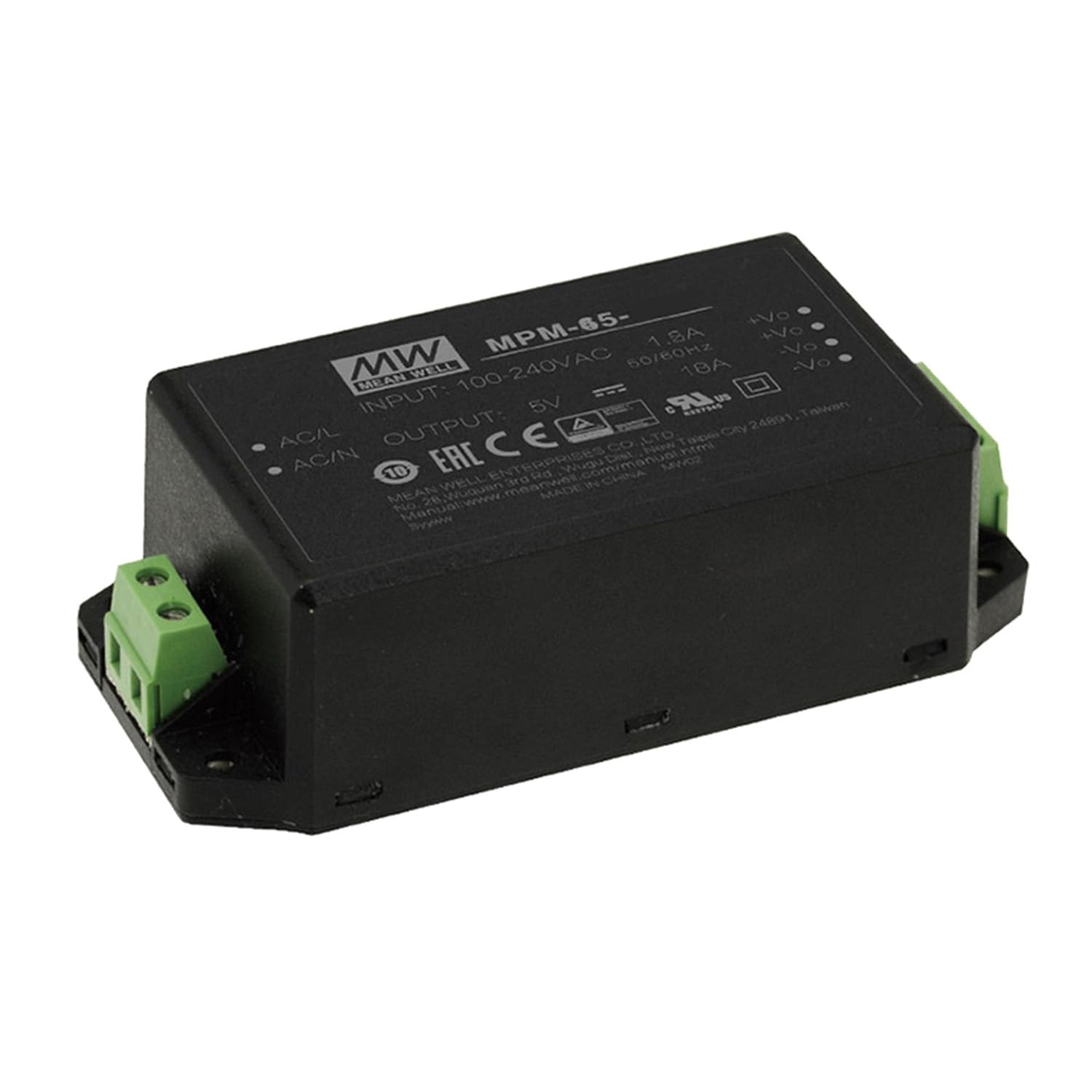 MPM-65-12ST 65W 12V 5.42A AC-DC Alimentatore Ecologico ad Alta Efficienza Certificazione TUV e UL Ideale per Elettronica Sensibile