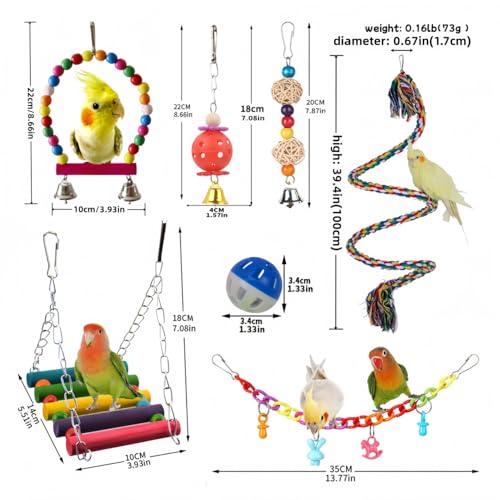 11 Pack Bird Toys Parrot Chewing Toys, Parrots Cage Toys, Parakeet Parrot Swing Chewing Hanging Toys Bird Cage Toys for Small Parrots, Macaws, Parakeets, Conures, Cockatiel, Budgie and Love Birds - Image 3
