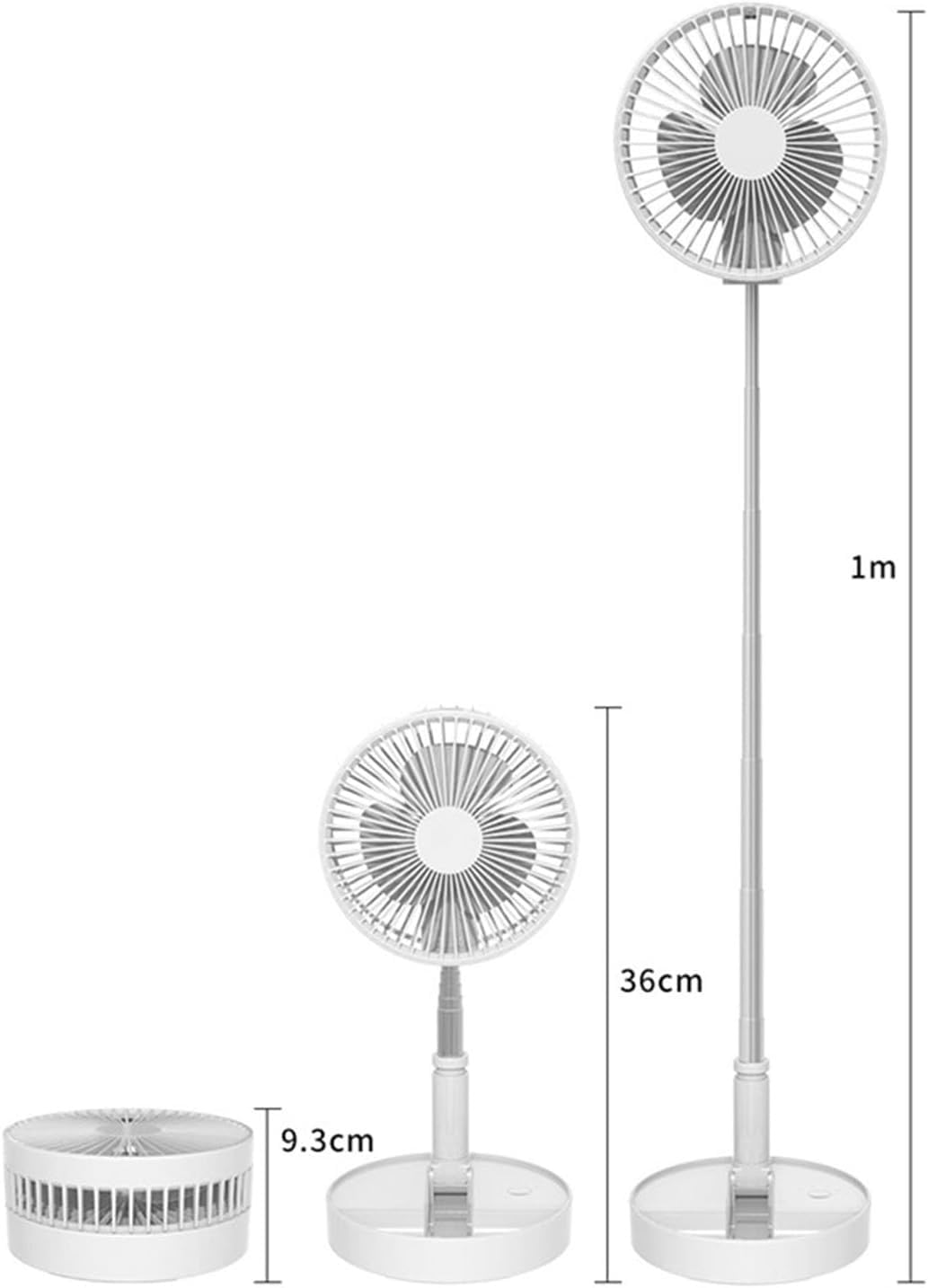 Ventilatore da terra pieghevole ricaricabile, ventilatore portatile silenzioso senza fili telescopico for viaggi in campeggio in ufficio a casa(Pink,2400mAh)