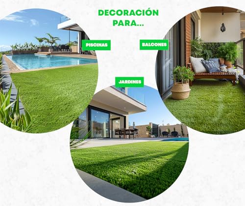 Miniatura 6 de Cesped Artificial Terraza Exterior California - Rollo Cesped Artificial 1x2,5m 20mm De Altura Con Alta Densidad - Calidad Profesional - Fácil Instalación Con Buen Drenaje