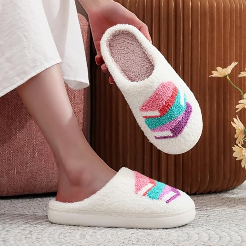 Womens Mens Plant Animal Fruit Slippers Retro Cozy Fluffy Plush Slipper Embroidered printing Warm Memory Foam Indoor Outdoor House Shoes3