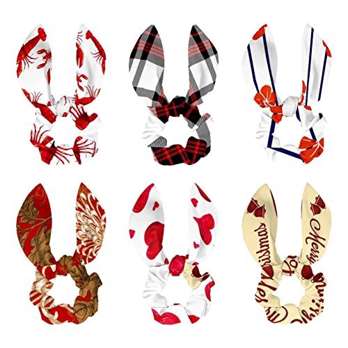 Chouchous cheveux nœud papillon lot de 6, cadeau de Noël pour femme rouge
