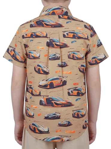 Image of Boys Hawaiian Button Down Shirt, Pure Combed Cotton Short Sleeve Size 3-15Y