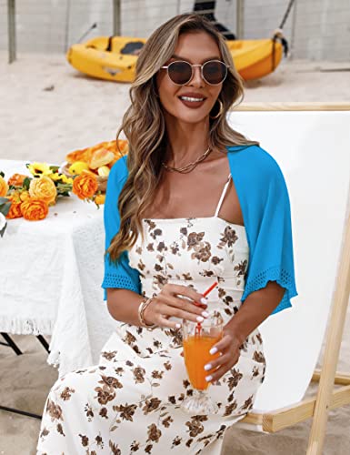 Image of Totatuit Women's Short Sleeve Bolero Shrug for Dresses Open Front Knit Cropped Cardigan Loose Sheer Cardigan Sweater