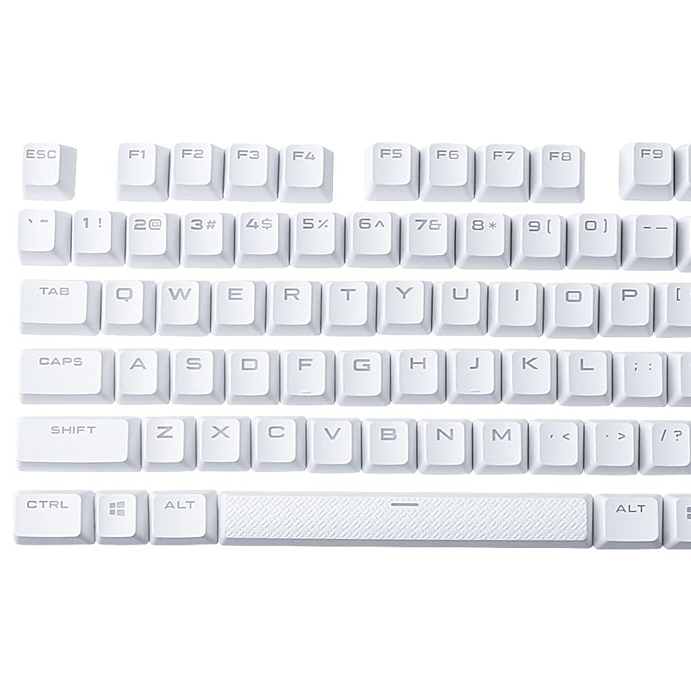 HUYUN PBT Double Shot Lot complet de 104 touches de rechange pour claviers mécaniques Corsair RGB et rétroéclairés – FPS MOBA MMO (Blanc)