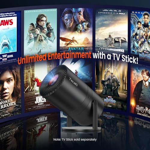 Image of Mini Pico Projector with WiFi & Padding, Movie Projector 1080P HD Support Motion Keystone Correction, 180 Rotatable, Compatible with Sticks, HDMI, USB, Smart Handphones, Laptop (Black)