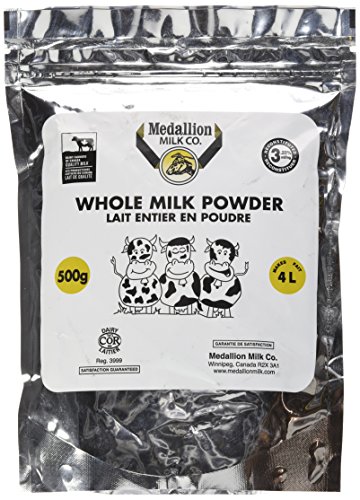 Medallion Brand Whole Milk Powder 500g - Dried Milk from Canada, Free of Antibiotics, No rbST or rBGH