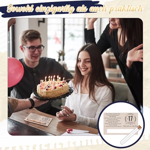 Otuuz Geldgeschenke Geschenk zum 17. Geburtstag für Mädchen und Jungen - Holzkarte und Reagenzglas Geburtstag Geld Gutschein Verpackung Geschenkverpackung