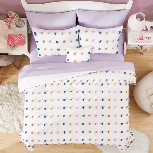 Image of Full Size Comforter Sets for Girls - 7 Pieces Pom Tufted Bed in a Bag