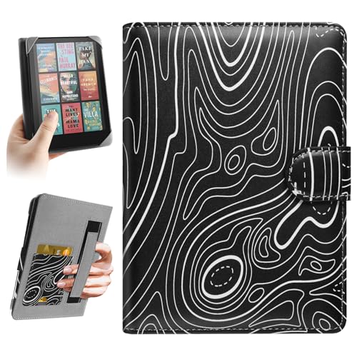HoYiXi Funda Universal 6-6.8'' Pocketbook/Tolino/Sony E-Book Reade Compatible con 6.8' Kindle Paperwhite /6' Nuevo Kindle 2022 & 2019 / Kobo Clara HD/Kobo Clara 2E Estuche Cover Case, Montaña Negra