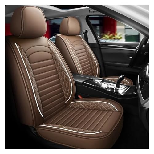 DUBOM 5 Seats Full Set Car Seat Covers for Renault Clio 4 2014-2019, All-Weather Use, Waterproof Breathable Pu Leather(White Curry)