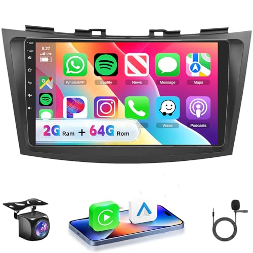 VECHTEL Autoradio 2G+64G Android 15 pour Suzuki Swift 2011-2017 Suzuki Ertiga 2012-2017, 9 Pouces HD 2.5D Écran Tactile avec Carplay Android Auto sans Fil GPS...