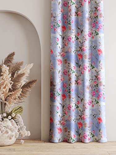 Image of Ultimate Trends 270 GSM Premium Room Darkening Curtains with Tie Back and Diamond Eyelets Set of 2 Panels (8 L x 4 W Feet, Light Blue)