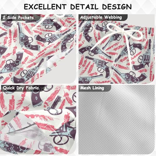 Boys Swim Trunks Quick Dry Retro Gun Beach Board Shorts with Mesh Lining Youth Swimwear 2-12T3