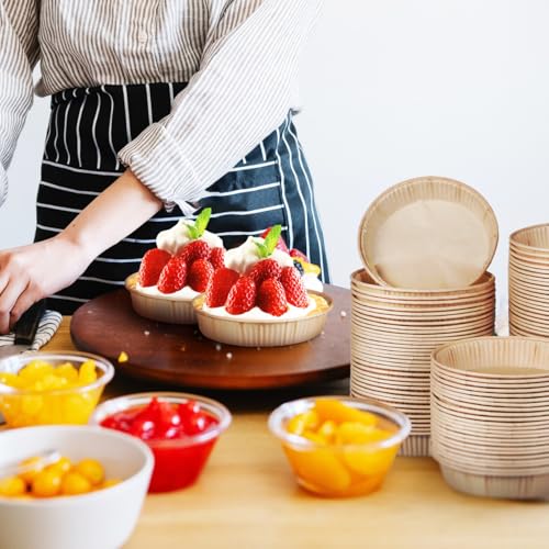 Housoutil Mini Tarteformen Zum Backen 4 Zoll 100 Stück Runde Einwegbackformen Aus Papier Für Kuchen Törtchen Quiches Desserts Ofen Und Mikrowelle Geeignet