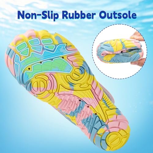 Image of Kids Water Shoes Boys Girls - Wide Toe Box Quick Dry Barefoot Shoes Breathable Non Slip Aqua Athletic Sneakers for Swim Beach Pool Kayak Hiking Sand Walking Travel Essentials (Little Kid /Big Kid)