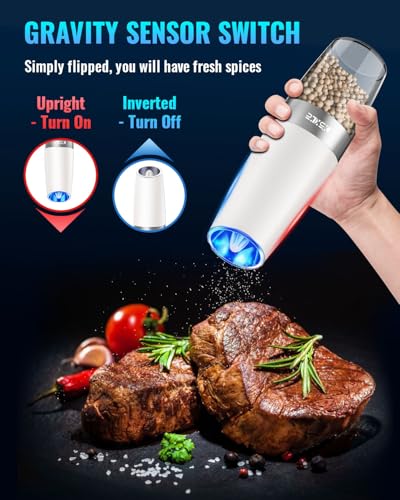image for XinXu Gravity Electric Pepper and Salt Grinder Set, Adjustable Coarsen