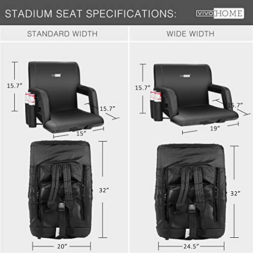 Vivohome Portable Reclining Stadium Seat Chairs For Bleachers With Padded Backrest And Adjustable Armrests thumb #5