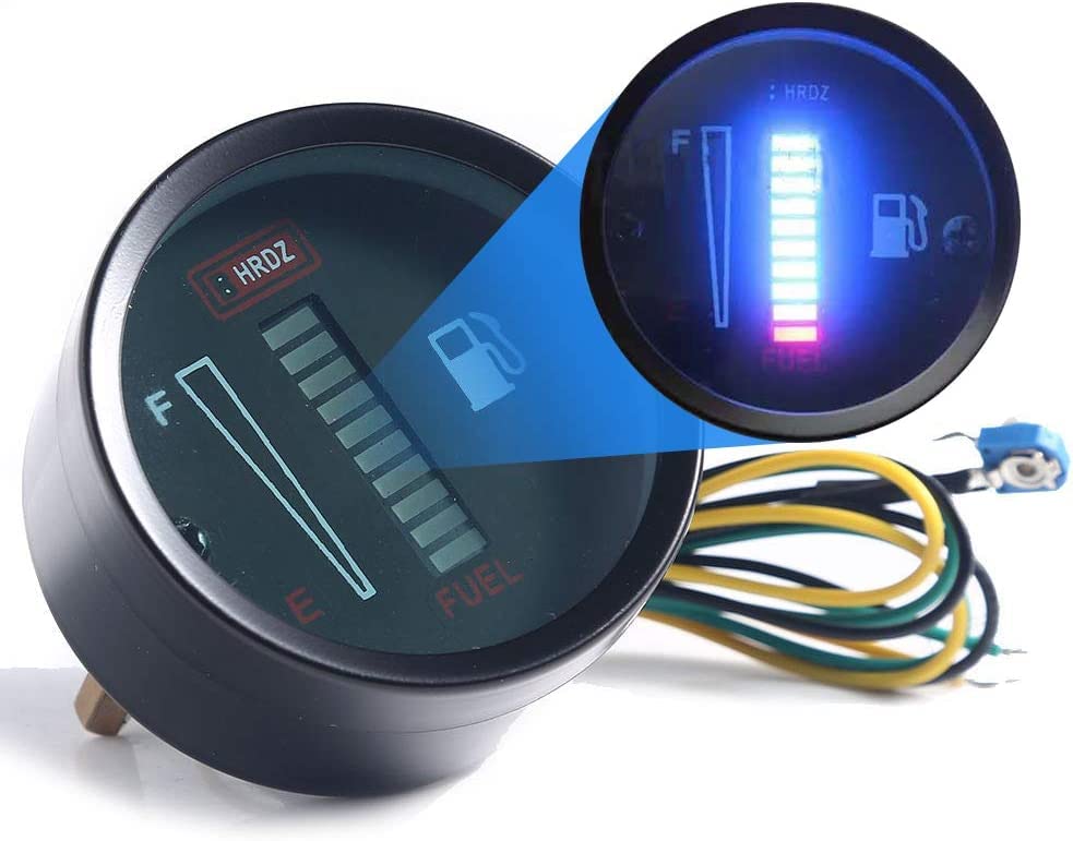 WonVon Fuel Level Gauge,2" 52mm Universal Car Motorcycle Fuel Level Meter Gauge 12V LED Light Display Fuel Tank Gauge Boat Truck RV