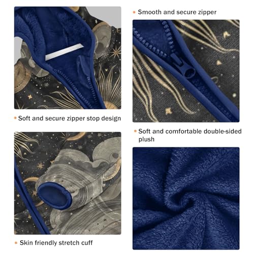 Boys Girls Fleece Jacket Vintage Sun Moon and Stars Kids Warm Hooded Outwear Coat3